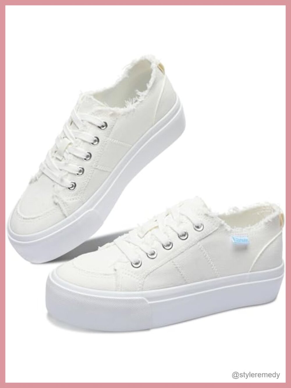 Platform Canvas Sneakers Lace Up Low Top Walking Shoes Comfort Lift